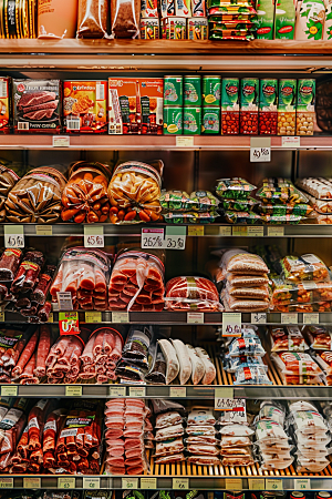 超市货架食品场景摄影图