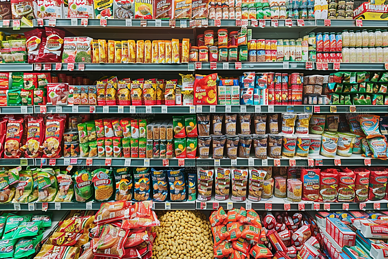 超市货架日常商品摄影图