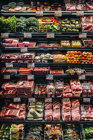 超市货架食品商品摄影图