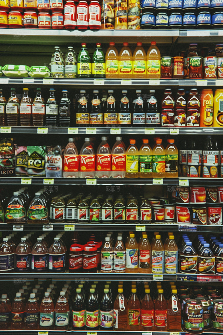 超市货架生鲜食品摄影图