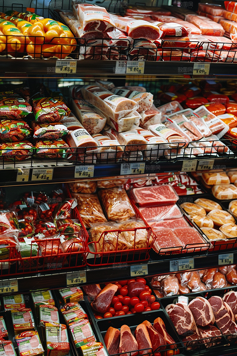 超市货架食品场景摄影图
