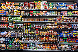 超市货架货物场景摄影图