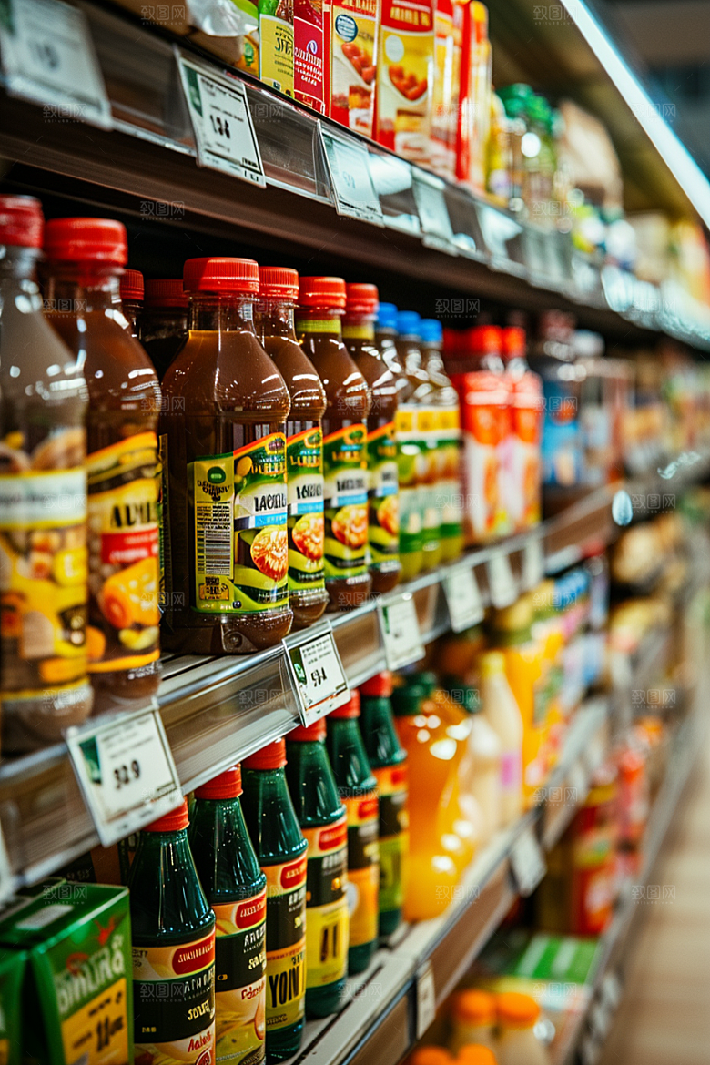 超市货架食品场景摄影图