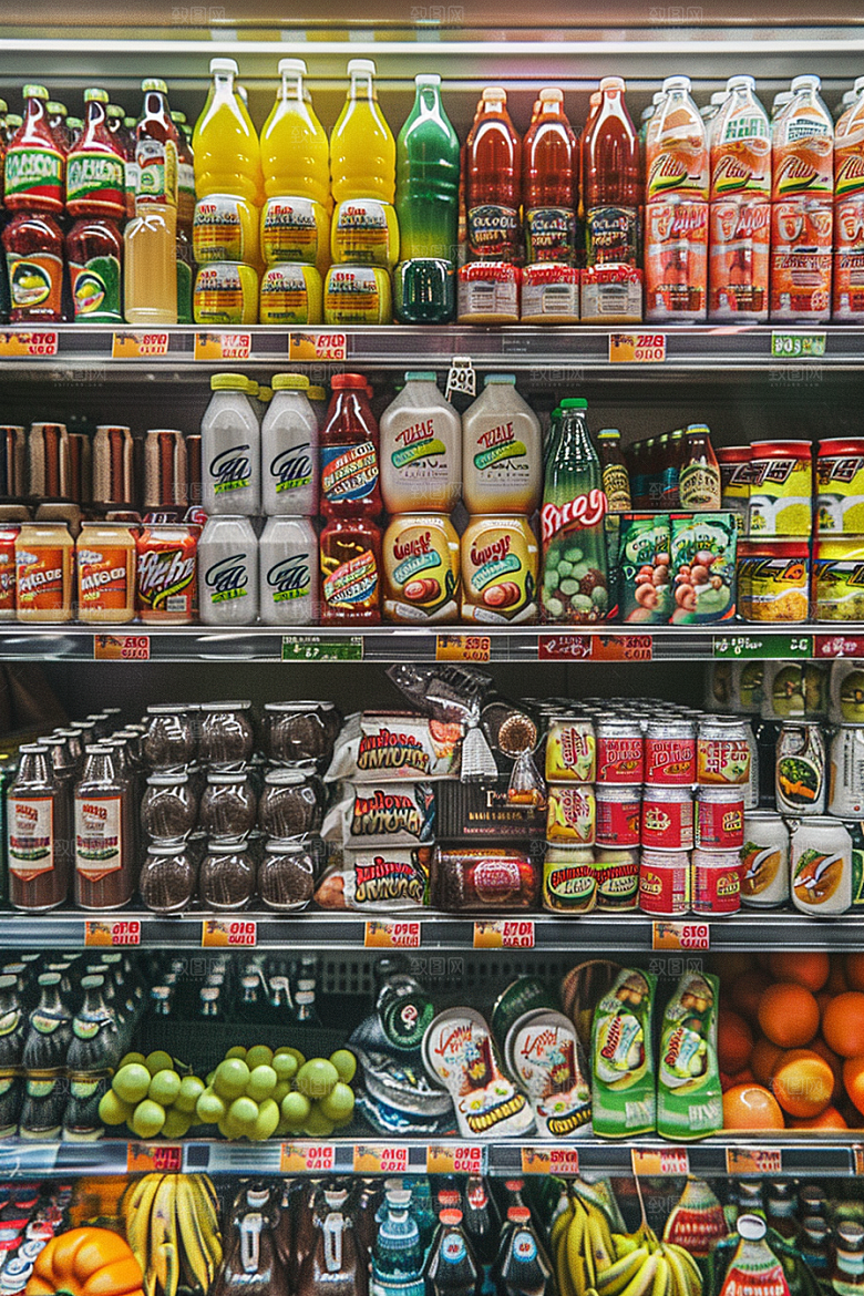 超市货架食品便利店摄影图
