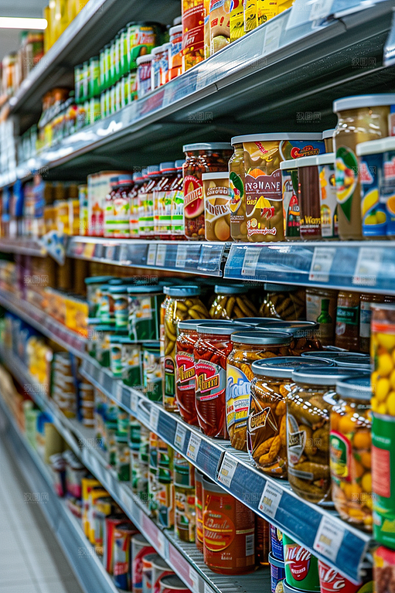 超市货架便利店食品摄影图