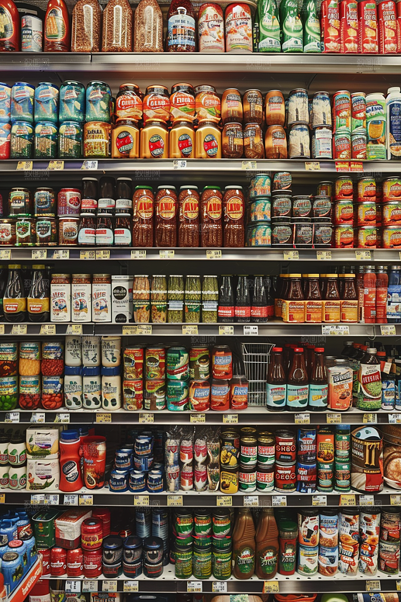 超市货架货物食品摄影图