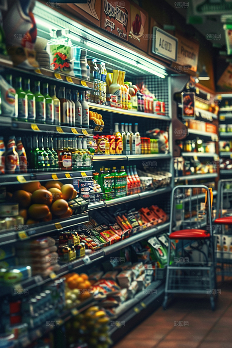 超市货架食品商品摄影图