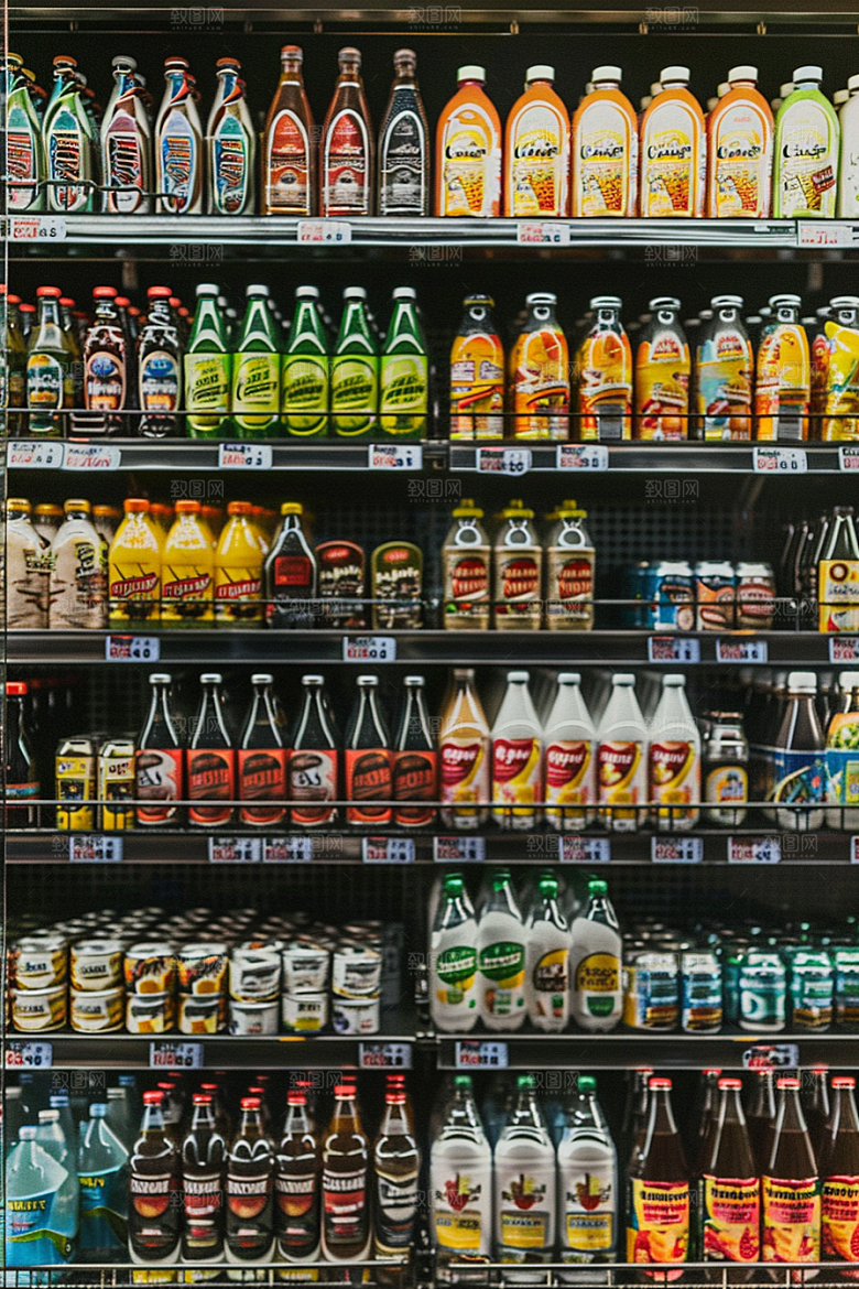 超市货架生鲜食品摄影图