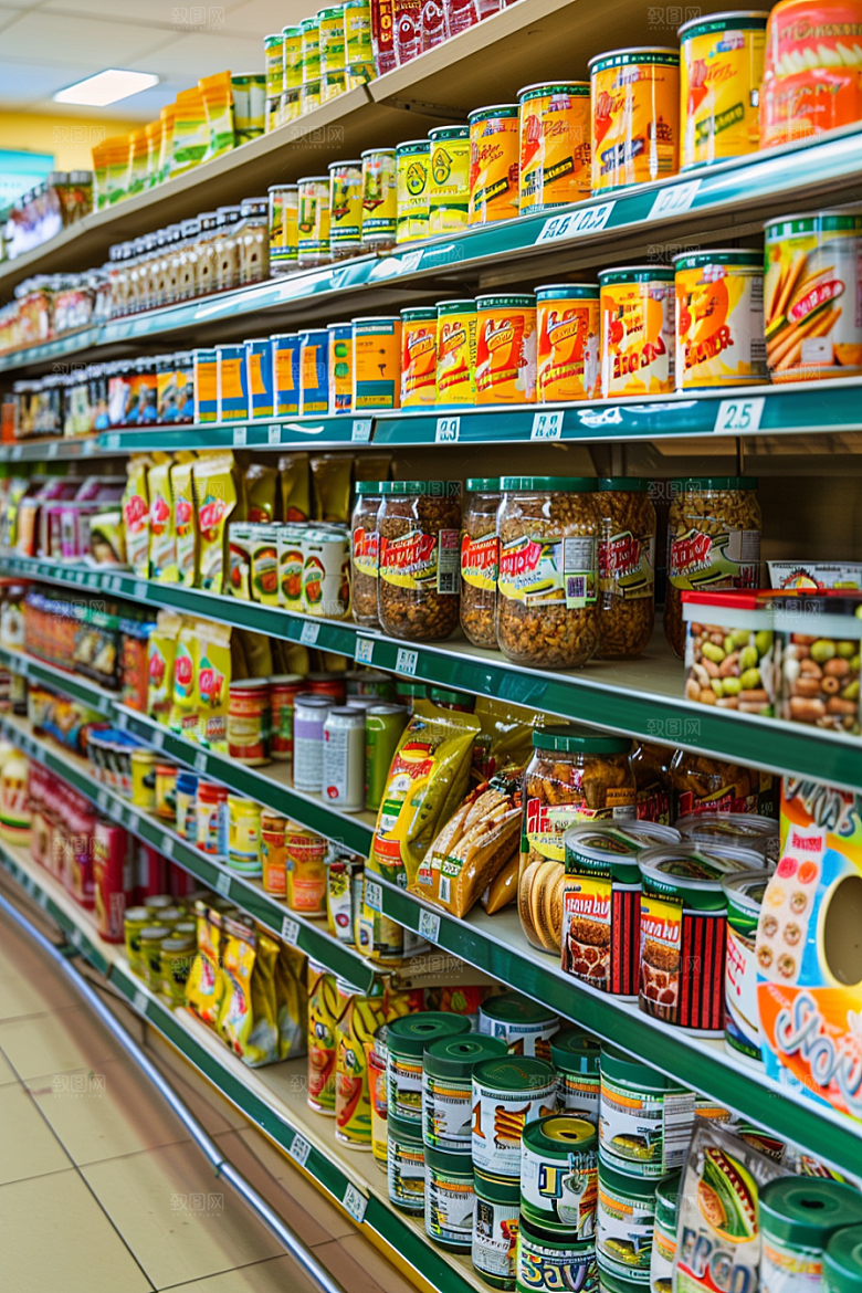 超市货架食品日常摄影图