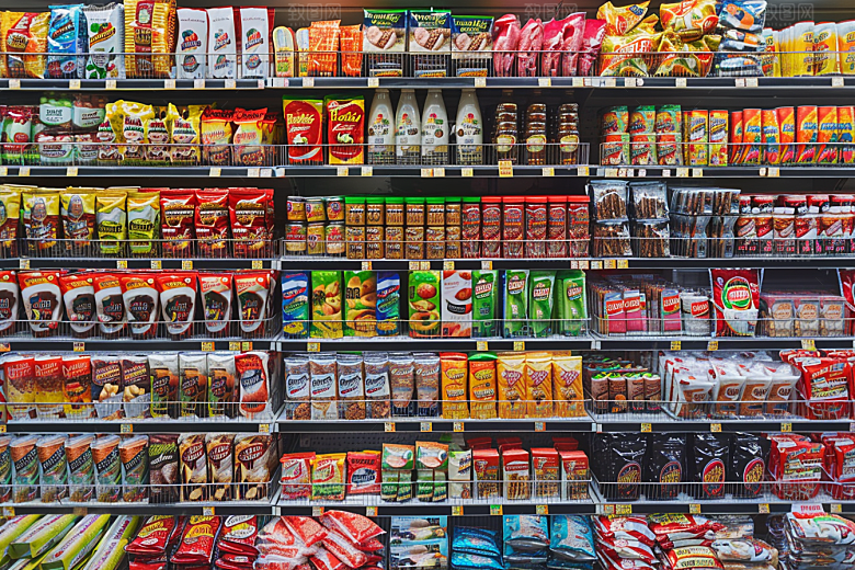 超市货架商超食品摄影图