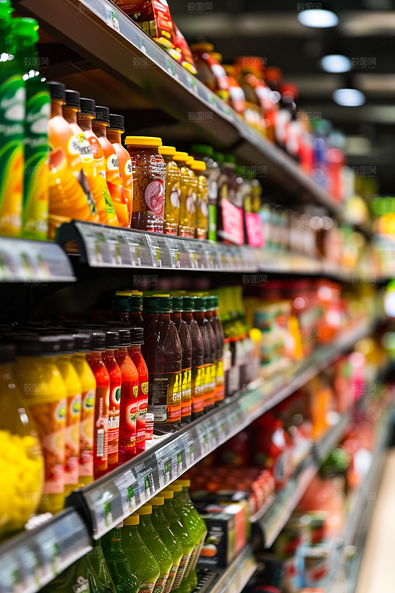 超市货架便利店食品摄影图