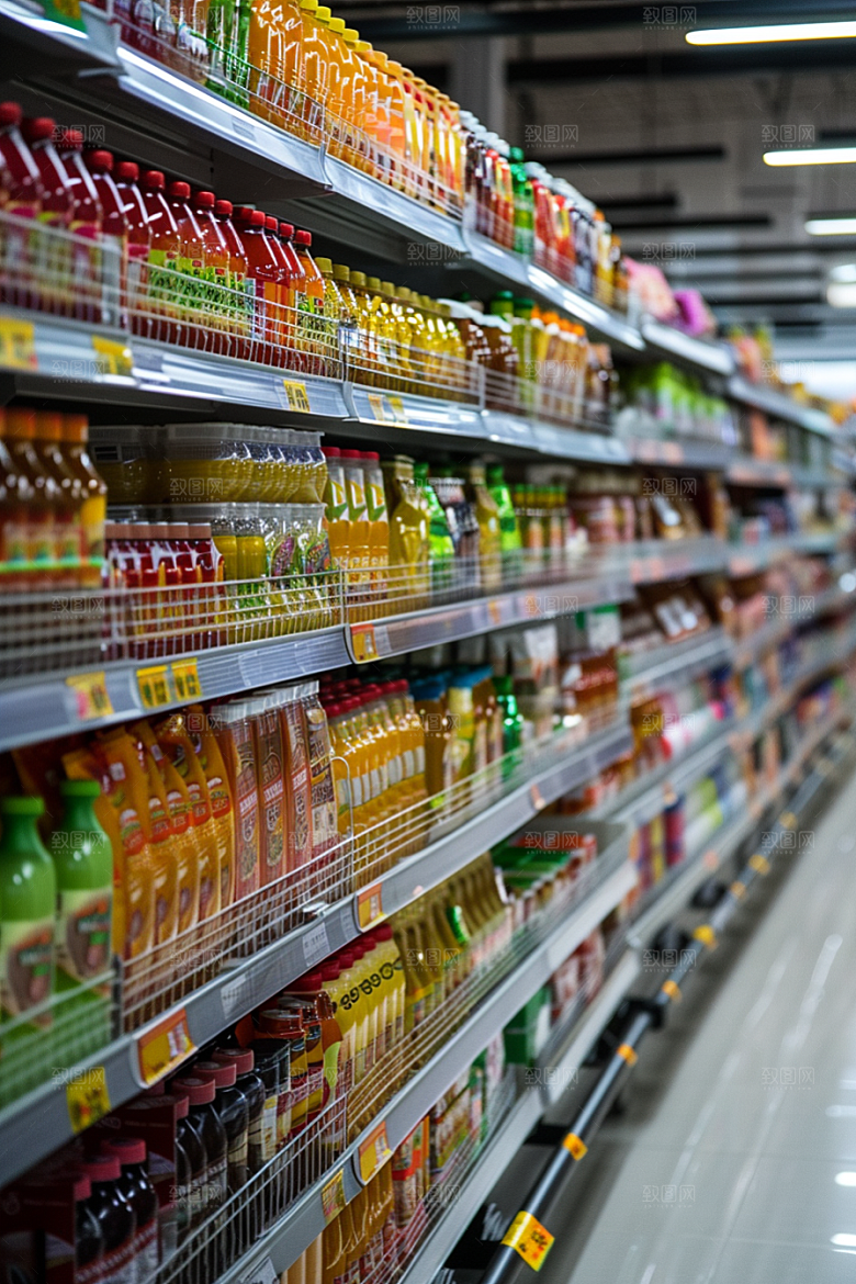 超市货架场景食品摄影图