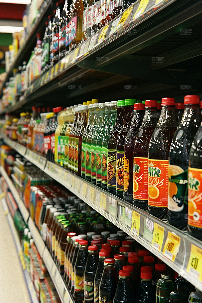 超市货架食品商品摄影图