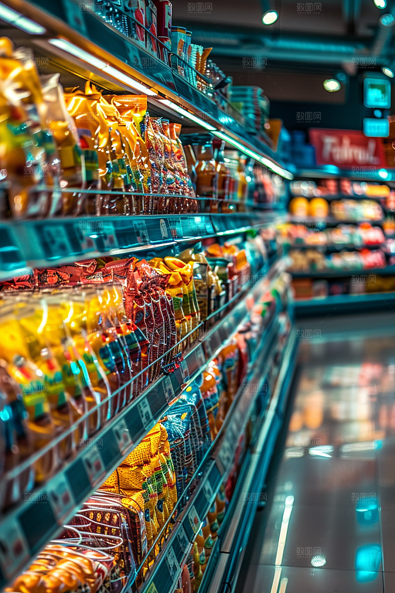 超市货架便利店商品摄影图