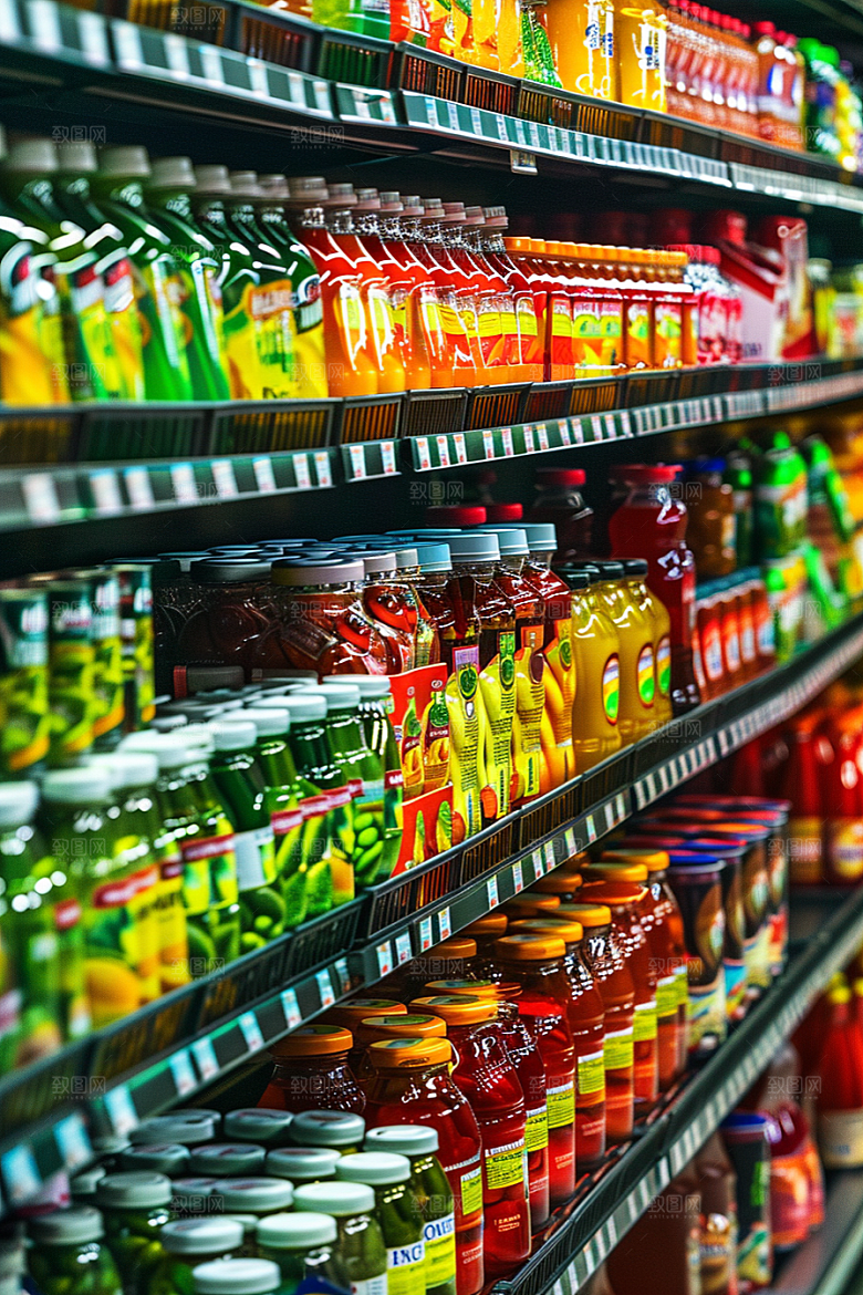 超市货架货物食品摄影图