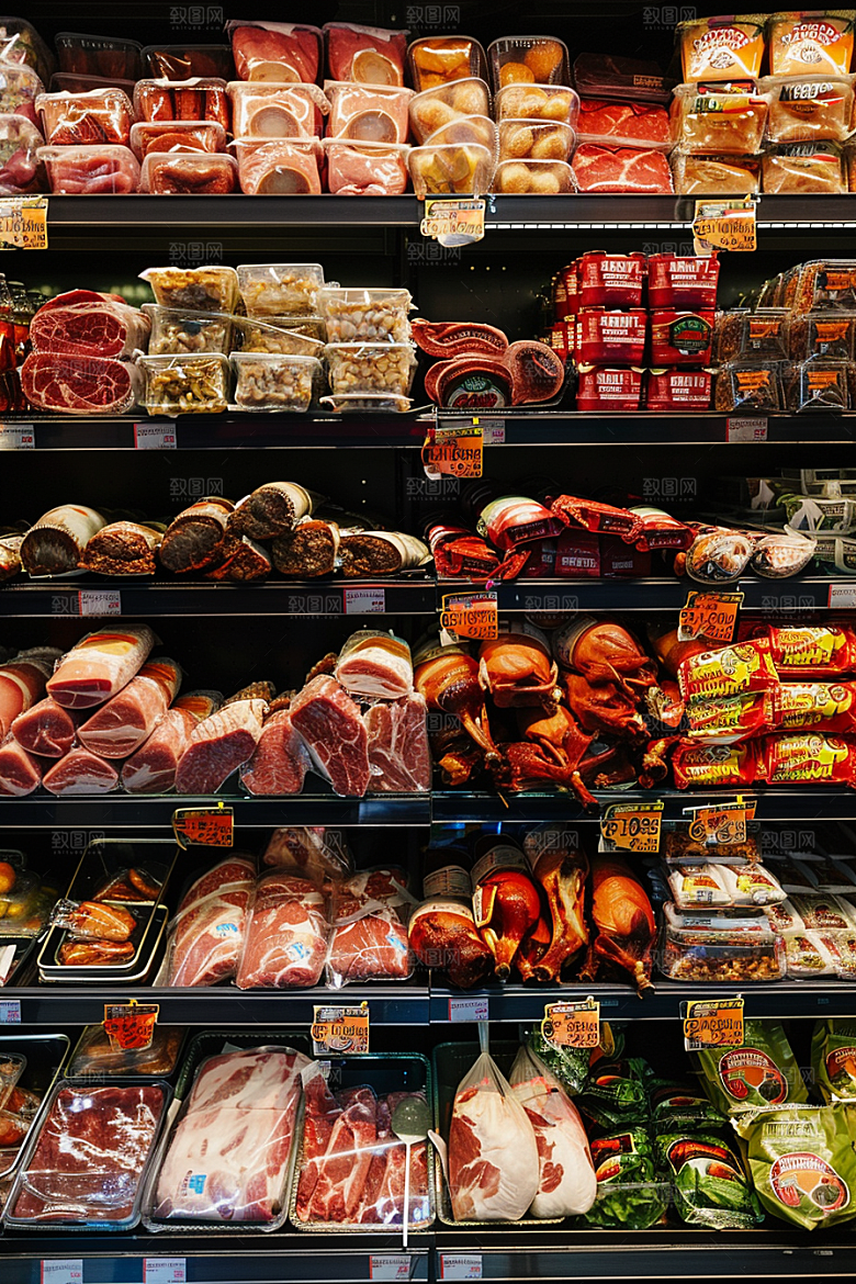 超市货架日常食品摄影图