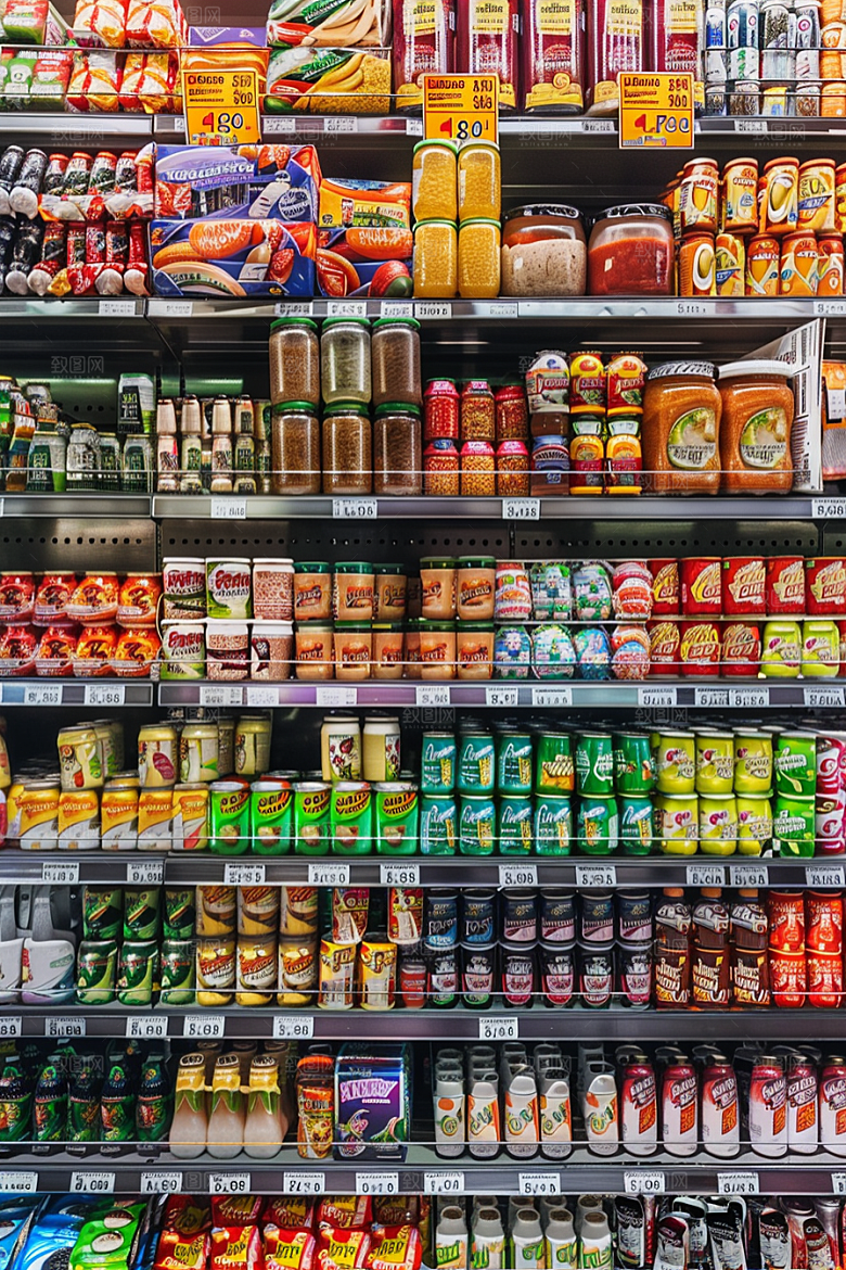 超市货架食品商超摄影图
