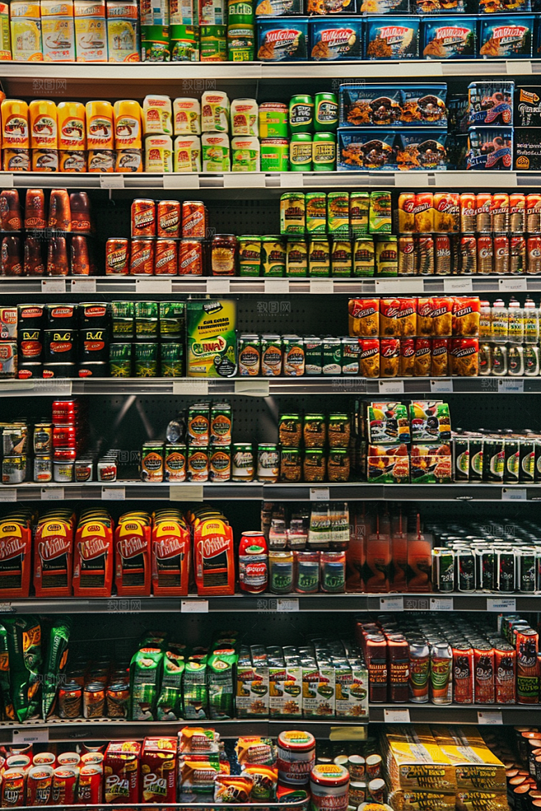 超市货架生活食品摄影图