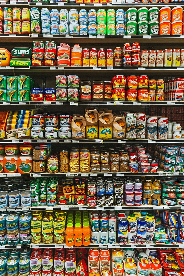 超市货架食品高清摄影图