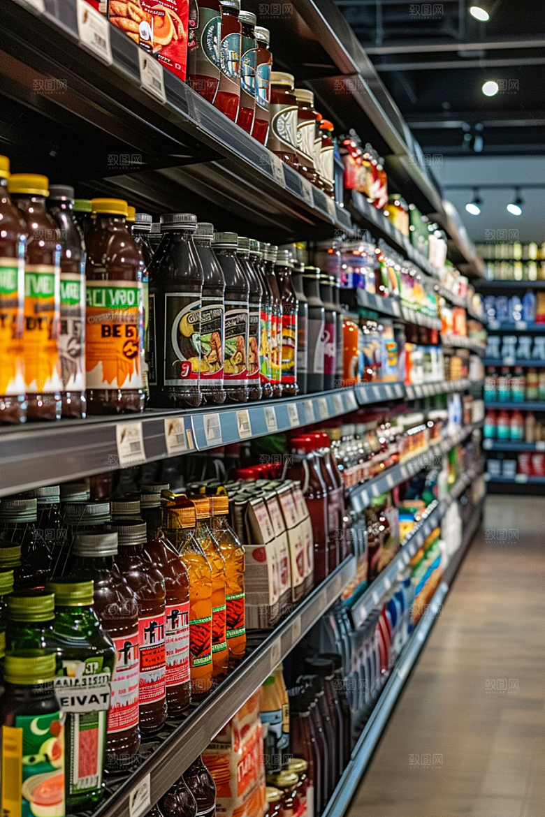 超市货架食品高清摄影图
