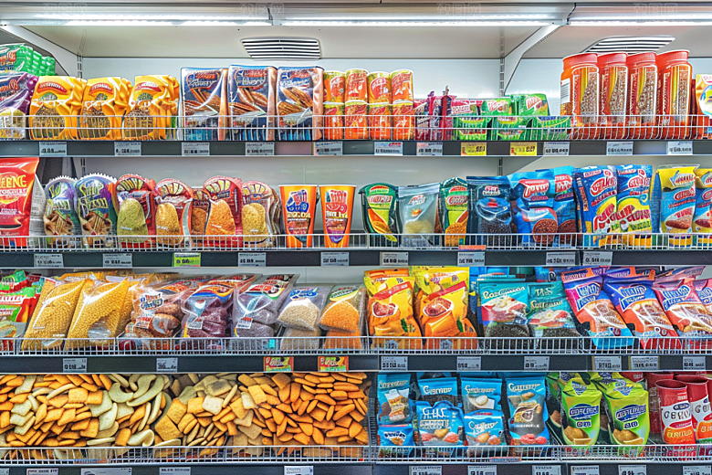 超市货架食品日常摄影图