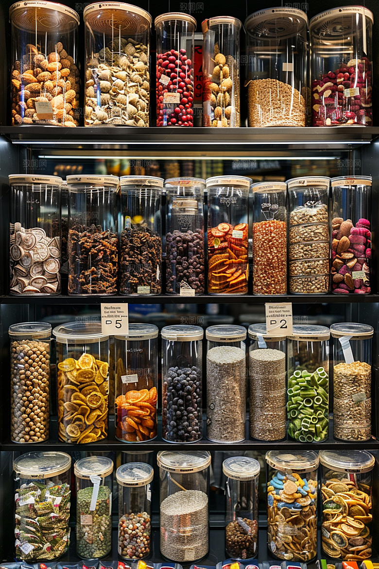 超市货架食品场景摄影图