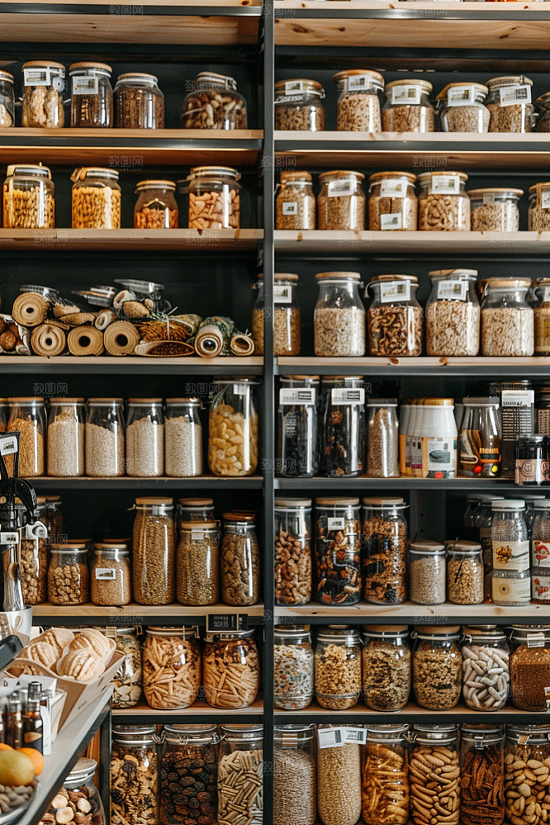 超市货架食品场景摄影图