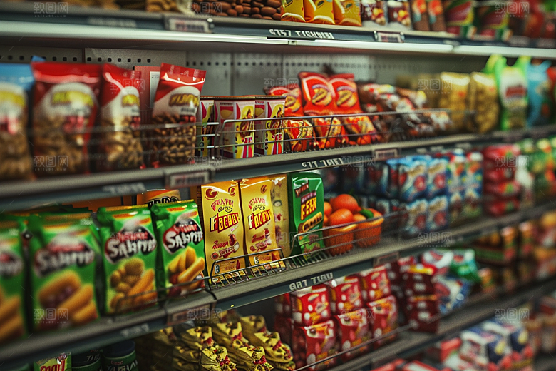 超市货架食品生鲜摄影图
