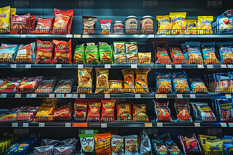 超市货架日常食品摄影图