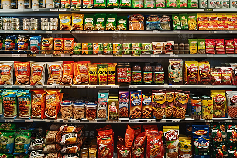 超市货架商超食品摄影图