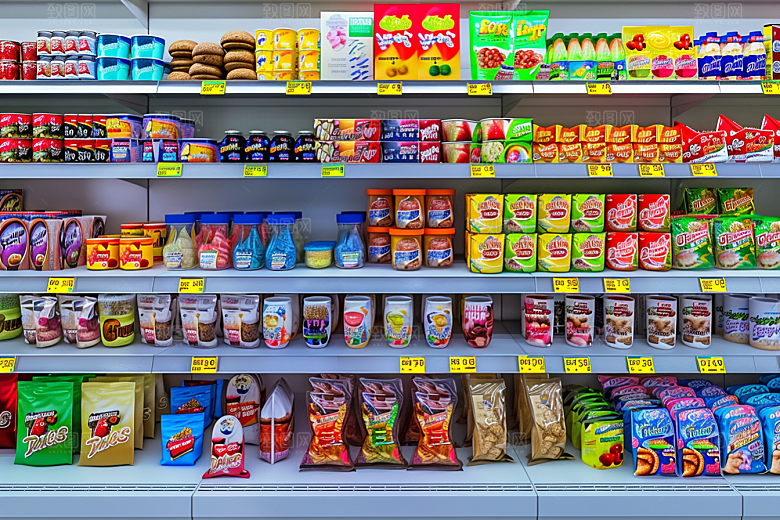 超市货架食品生鲜摄影图