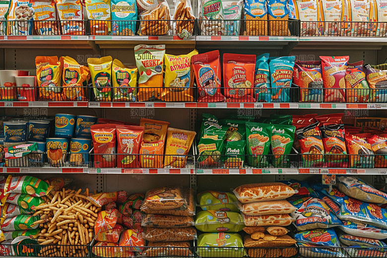 超市货架食品便利店摄影图