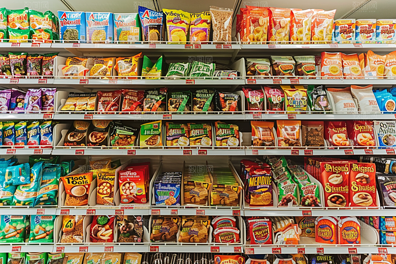超市货架商品食品摄影图