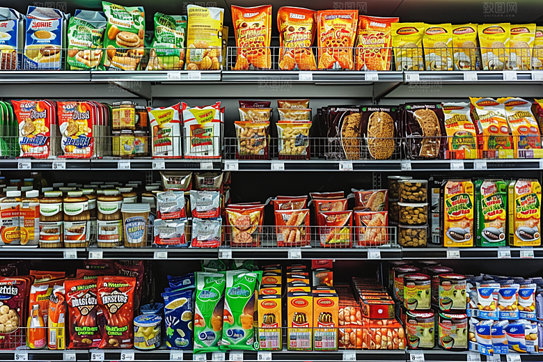 超市货架商品场景摄影图