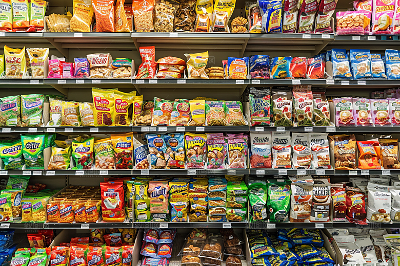 超市货架食品日常摄影图