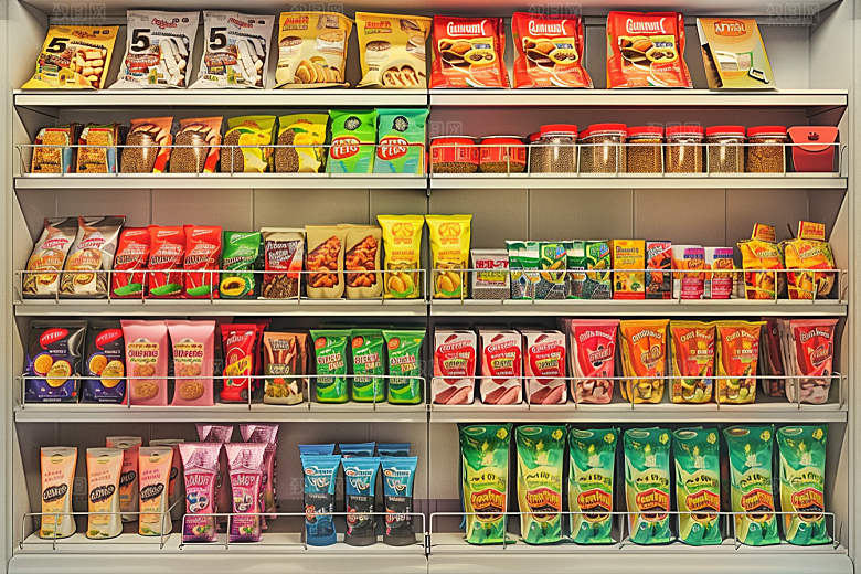 超市货架便利店食品摄影图