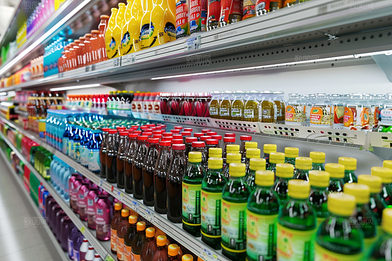 超市货架食品场景摄影图