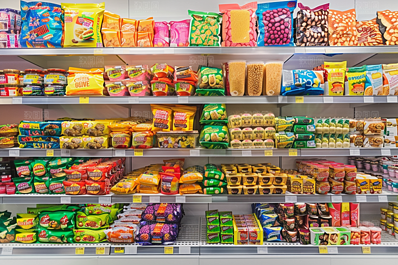 超市货架食品日常摄影图