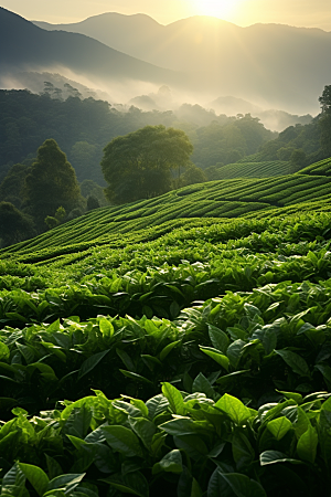 茶叶春天采茶摄影图