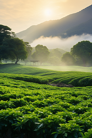 茶叶茶树茶山摄影图