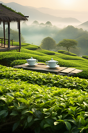 茶叶茶园新茶摄影图