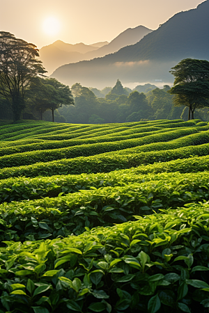 茶叶春季茶园摄影图