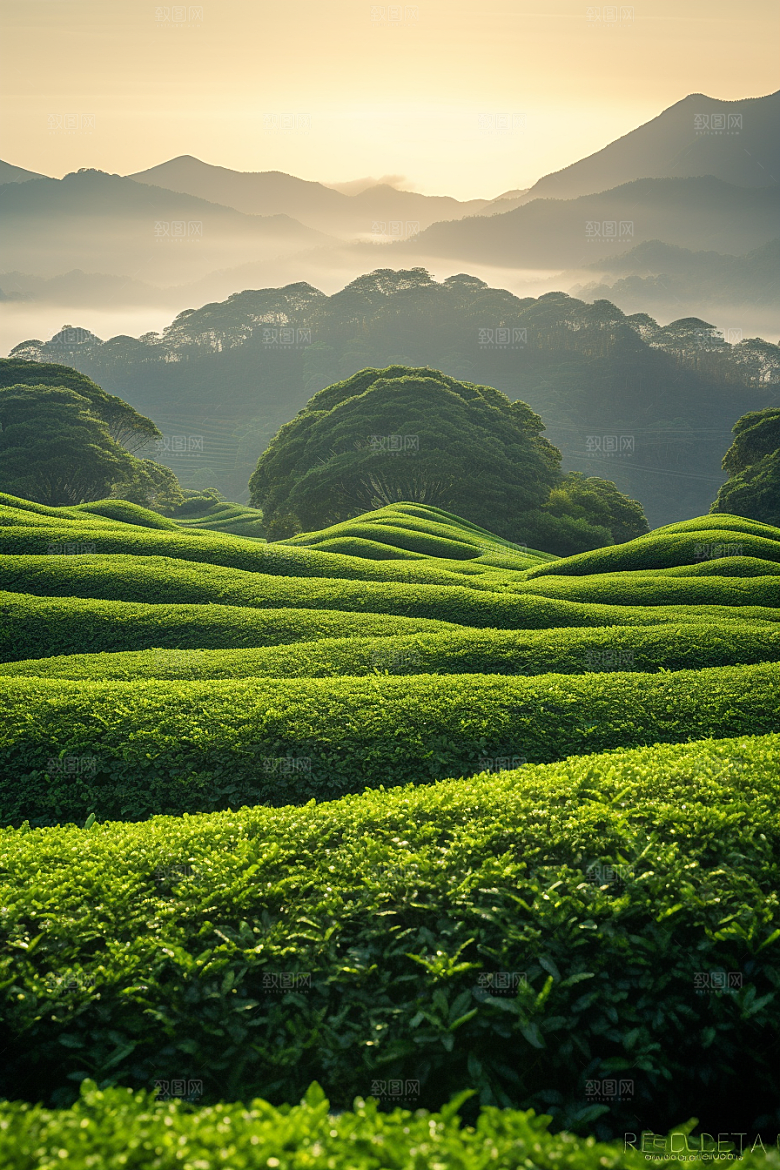 茶叶茶山茶树摄影图