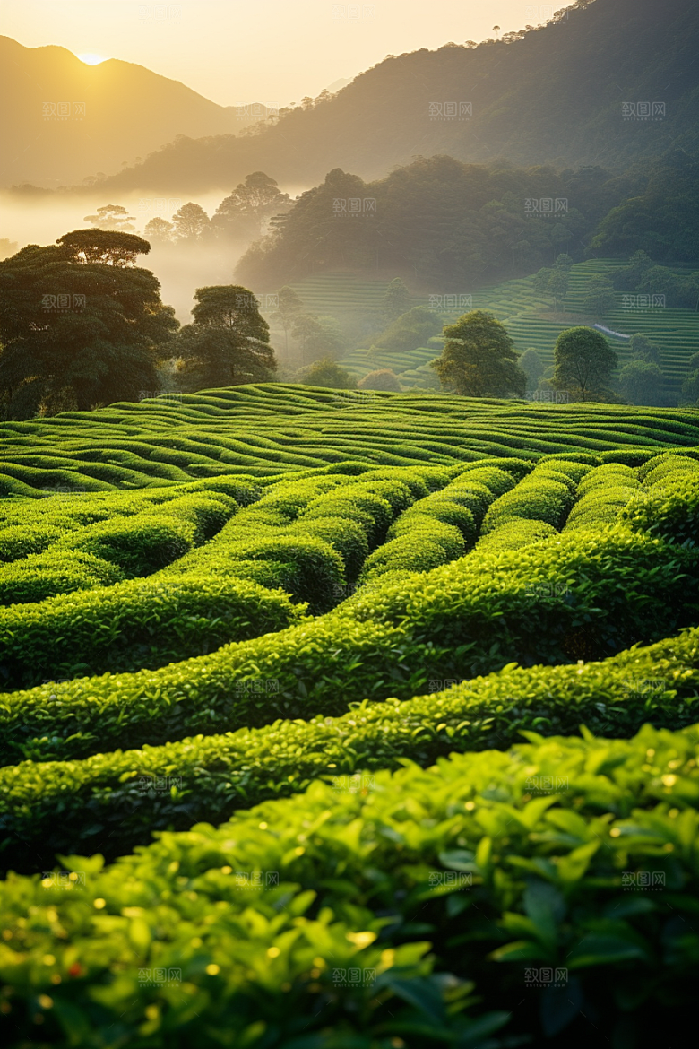 茶叶春茶茶树摄影图