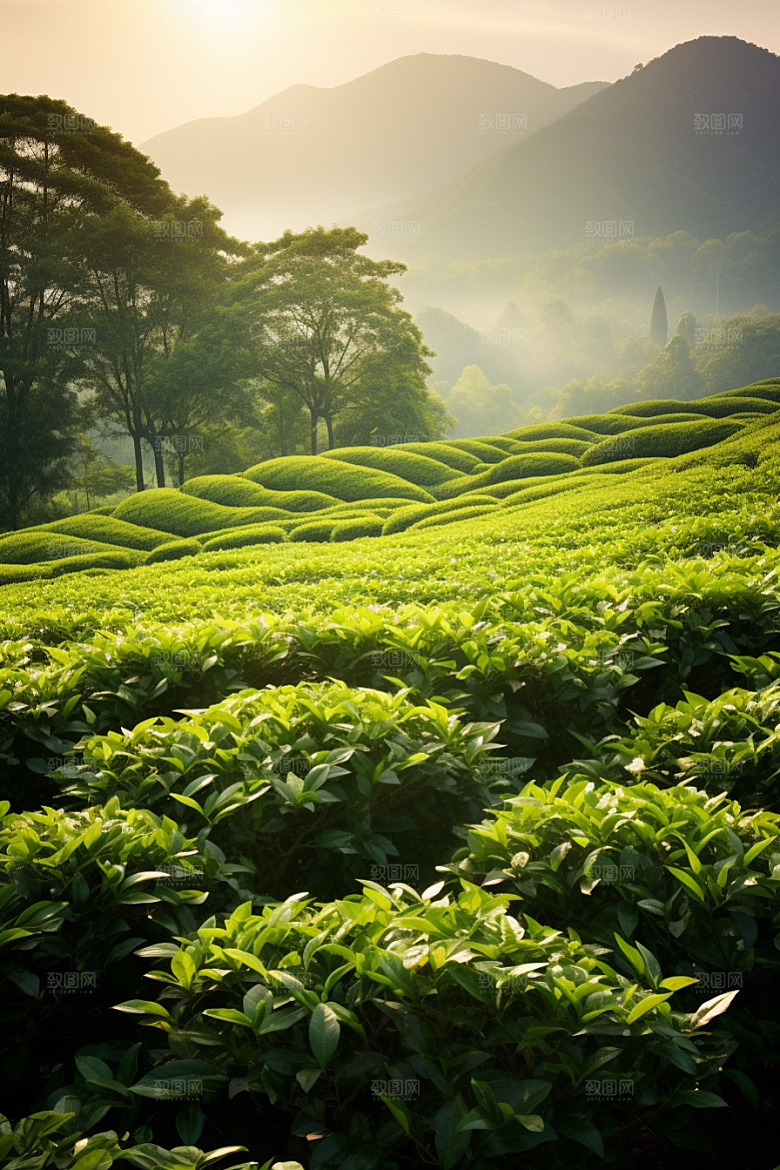 茶叶茶山自然摄影图