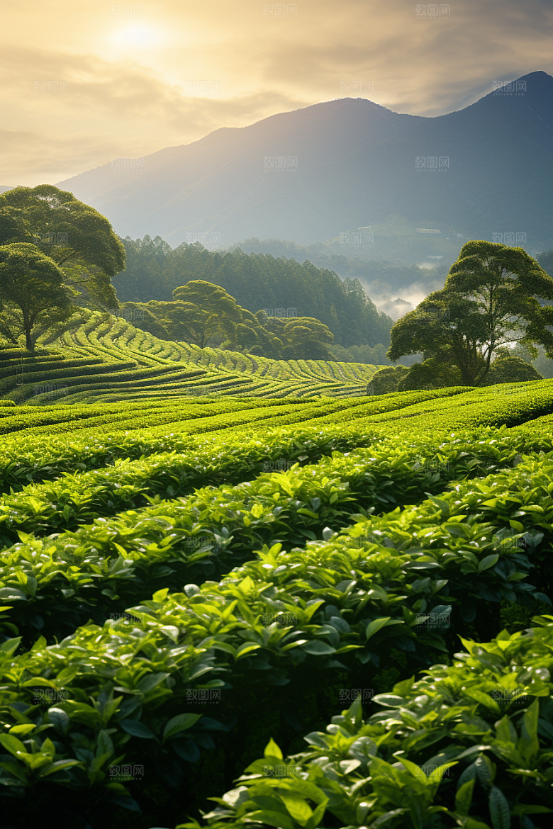 茶叶采茶茶树摄影图