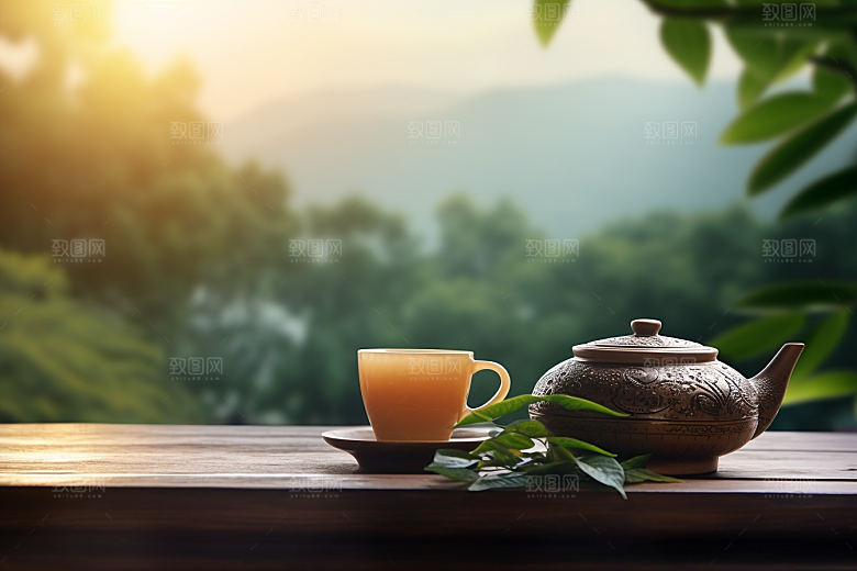 茶叶采茶春茶摄影图