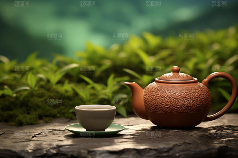 茶叶采茶茶山摄影图