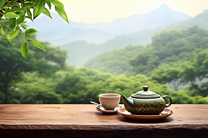 茶叶雨前龙井茶园摄影图
