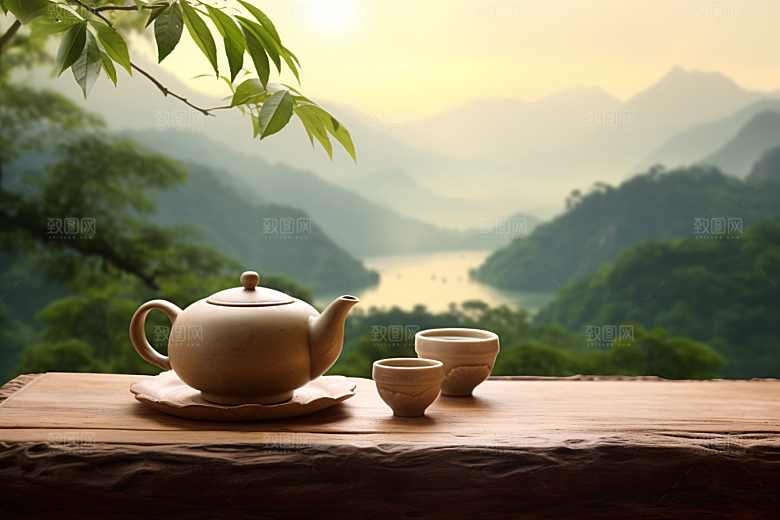 茶叶雨前龙井茶树摄影图
